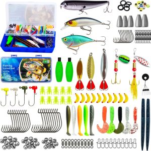 145PCS Fishing Tackle Box Kit with Tackle Included, Fishing Lures, Fishing Hooks & Fishing Accessories Kits for Freshwater Fishing Gear, Great Gifts for Fishingman